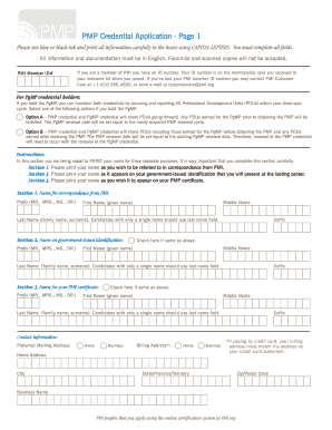 PMP Credential Application Form