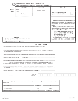 Tennessee Dealer's Compressed Natural Gas Tax Return