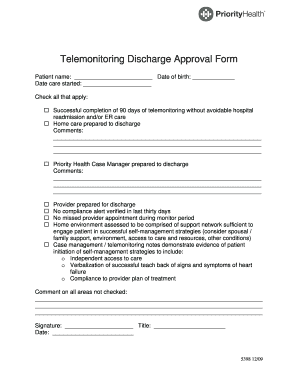 Telemonitoring Discharge Approval Form