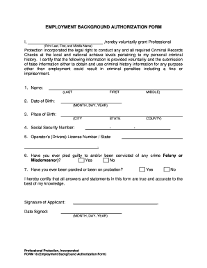 Employment Background Authorization Form