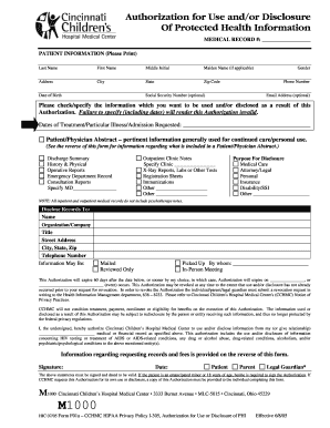 Authorization for Use and Disclosure of Protected Health Information