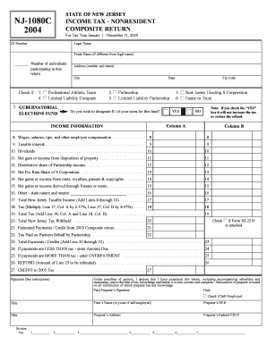 New Jersey Nonresident Income Tax Composite Return