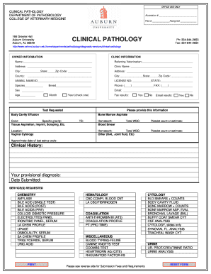 Veterinary Clinical Pathology Form
