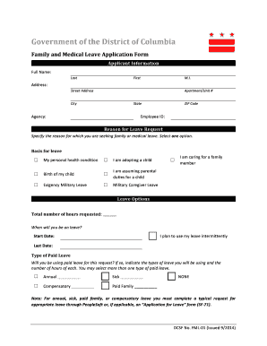 District of Columbia Family and Medical Leave Application Form