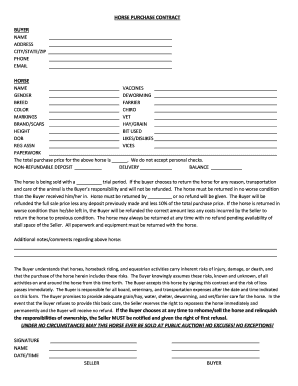 Horse Purchase Contract