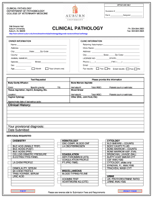 Veterinary Clinical Pathology Form