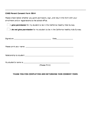 California Healthy Kids Survey Consent Form