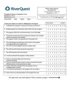 Printable Program Evaluation Form