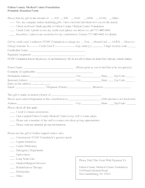 Fulton County Medical Center Foundation Donation Form