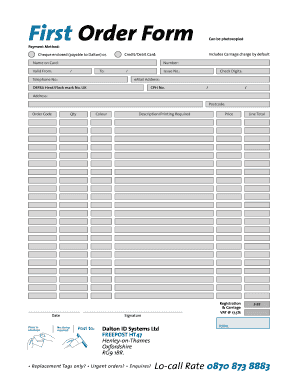 First Order Form