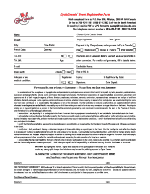 CycleCanada Event Registration Form