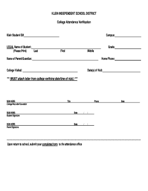 College Attendance Verification Form