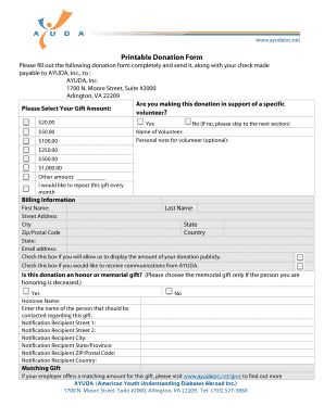 Printable Donation Form