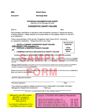 Physician Documentation Query for Congestive Heart Failure