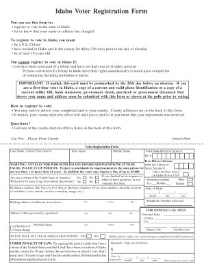 Idaho Voter Registration Form