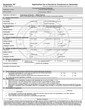 Application for a Permit to Construct or Demolish