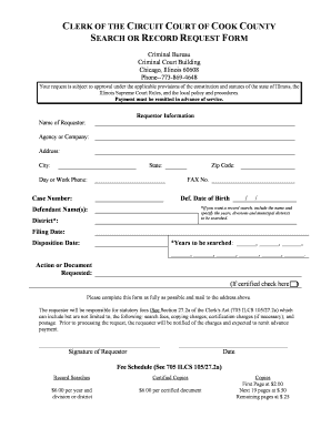 Cook County Criminal Record Search Request Form