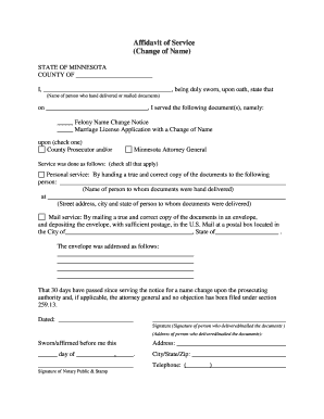 Affidavit of Service for Name Change