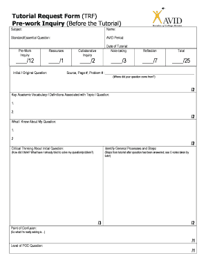 Tutorial Request Form