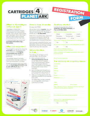 Cartridges 4 Planet Ark Registration Form