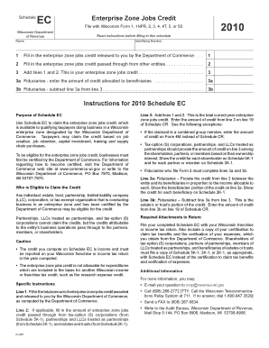 Wisconsin Enterprise Zone Jobs Credit Schedule