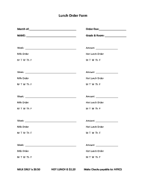 School Lunch Order Form