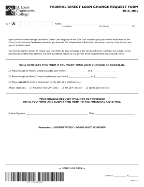 Federal Direct Loan Change Request Form