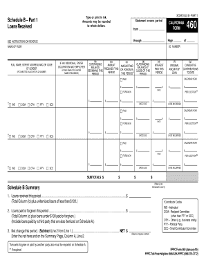 California Form 460 Schedule B - Loans Received