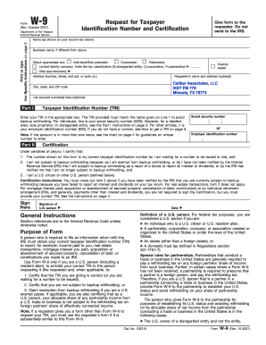Form W-9 Request for Taxpayer Identification Number and Certification