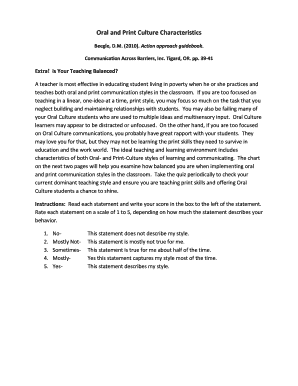 Oral and Print Culture Teaching Assessment