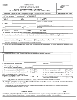 Special Recreation Permit Application