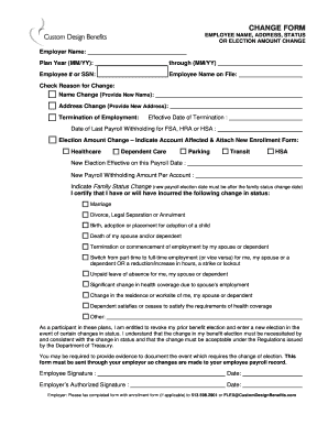 Employee Benefit Election Change Form