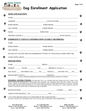 Dog Enrollment Application