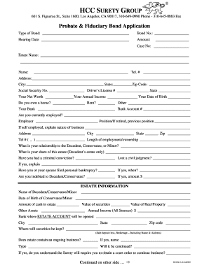 Probate & Fiduciary Bond Application