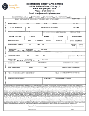 Commercial Credit Application