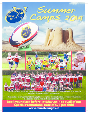 Munster Rugby Summer Camp 2014 Application Form