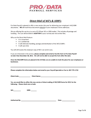 Direct Mail Service for W2 and 1099 Forms