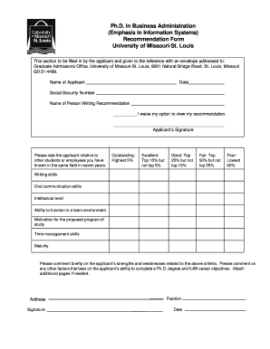 Ph.D. Recommendation Form