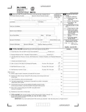 Pennsylvania Property Tax or Rent Rebate Claim Form
