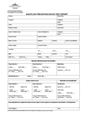 Backflow Prevention Device Test Report