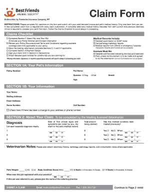 Pet Insurance Claim Form
