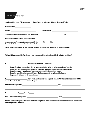 Animal in the Classroom Request Form