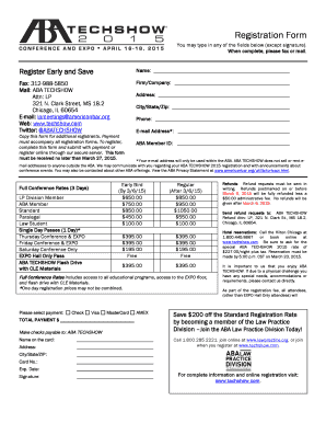 ABA TECHSHOW 2015 Registration Form