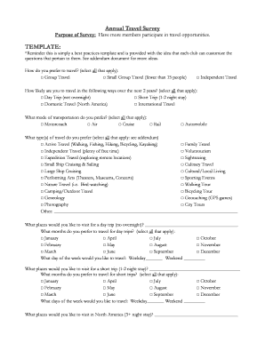 Annual Travel Survey Template