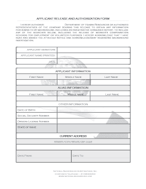 Applicant Release and Authorization Form