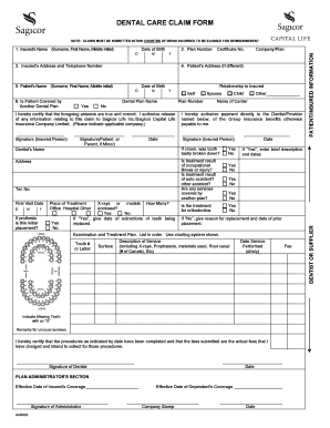 Dental Care Claim Form