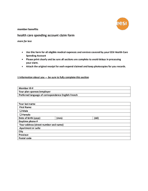 Health Care Spending Account Claim Form