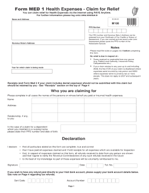 Form MED 1 Health Expenses Claim for Relief