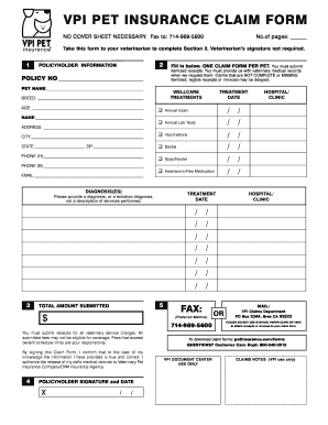 VPI Pet Insurance Claim Form