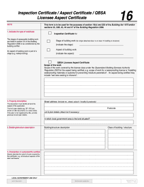 Queensland Inspection Certificate